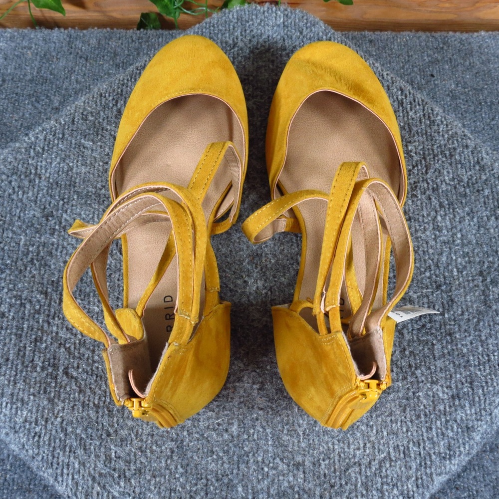 Torrid 12889647 Womens Strappy Round Toe Flat Size 11 Wide Dressy Mustard Yellow - Picture 6 of 8